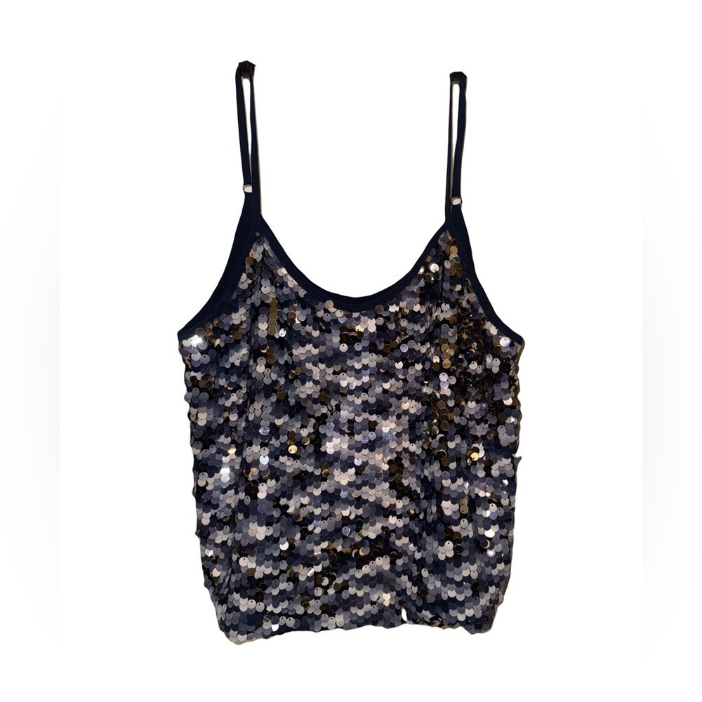 Dance & Marvel Scattered Sequin Top with Adjustable Straps size L